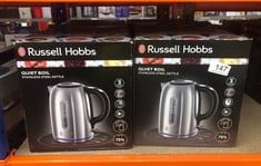 X6 RUSSELL HOBBS BRUSHED STAINLESS STEEL ELECTRIC 1.7L CORDLESS KETTLE (QUIET & FAST BOIL 3KW, REMOVABLE WASHABLE ANTI-SCALE FILTER, PUSH BUTTON LID, PERFECT POUR SPOUT) 20460: LOCATION - A