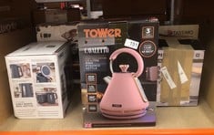 QUANTITY OF KITCHEN & APPLIANCES ITEMS TO INCLUDE TOWER T10044PNK CAVALETTO PYRAMID KETTLE WITH FAST BOIL, DETACHABLE FILTER, 1.7 LITRE, 3000 W, MARSHMALLOW PINK AND ROSE GOLD: LOCATION - A