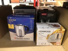 QUANTITY OF KITCHEN & APPLIANCES ITEMS TO INCLUDE RUSSELL HOBBS BRUSHED STAINLESS STEEL ELECTRIC 1.7L CORDLESS KETTLE (QUIET & FAST BOIL 3KW, REMOVABLE WASHABLE ANTI-SCALE FILTER, PUSH BUTTON LID, PE