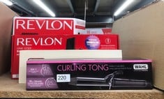 QUANTITY OF HEALTH & BEAUTY ITEMS TO INCLUDE WAHL CURLING TONG, HAIR STYLING TOOL, CURLING WAND, CERAMIC CURLERS FOR SHINY CURLS, CORDED HAIR CURLING WAND, SWIVEL CORD, QUICK HEAT, COOL TOUCH TIP, BA