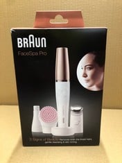 BRAUN FACESPA PRO 912 FACE EPILATOR WHITE/BRONZE – 3-IN-1 FACIAL EPILATOR, CLEANING AND FIRMING SYSTEM FOR SALON BEAUTY AT HOME WITH 3 EXTRAS.: LOCATION - B