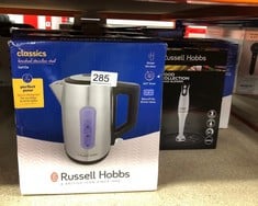 QUANTITY OF KITCHEN & APPLIANCES ITEMS TO INCLUDE RUSSELL HOBBS ELECTRIC KETTLE 1.7L CLASSICS (BRUSHED STAINLESS STEEL, REMOVABLE & WASHABLE ANTI-SCALE FILTER, PERFECT POUR SPOUT, PUSH BUTTON LID, BL