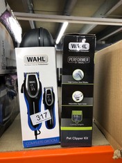 WAHL PERFORMER PET CLIPPER, CORDED DOG CLIPPERS, FULL COAT GROOMING KIT, HIGH CARBON STEEL BLADES, GROOMING PETS AT HOME, POWERFUL AND QUIET, 4 ATTACHMENT COMBS (3,6,9,13 MM) & WAHL COMPLETE GROOM PE