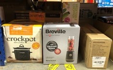 QUANTITY OF KITCHEN & APPLIANCES ITEMS TO INCLUDE BREVILLE BLEND ACTIVE PERSONAL BLENDER & SMOOTHIE MAKER | 350W | 1 PORTABLE BLEND ACTIVE BOTTLE (600ML) | LEAK PROOF LID | BLACK & GOLD [VBL251]: LOC