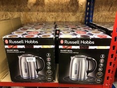 X6 RUSSELL HOBBS BRUSHED STAINLESS STEEL ELECTRIC 1.7L CORDLESS KETTLE (QUIET & FAST BOIL 3KW, REMOVABLE WASHABLE ANTI-SCALE FILTER, PUSH BUTTON LID, PERFECT POUR SPOUT) 20460: LOCATION - E