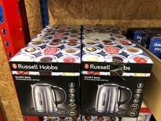 6 X RUSSELL HOBBS BRUSHED STAINLESS STEEL ELECTRIC 1.7L CORDLESS KETTLE (QUIET & FAST BOIL 3KW, REMOVABLE WASHABLE ANTI-SCALE FILTER, PUSH BUTTON LID, PERFECT POUR SPOUT) 20460: LOCATION - E