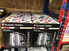 X6 RUSSELL HOBBS BRUSHED STAINLESS STEEL ELECTRIC 1.7L CORDLESS KETTLE (QUIET & FAST BOIL 3KW, REMOVABLE WASHABLE ANTI-SCALE FILTER, PUSH BUTTON LID, PERFECT POUR SPOUT) 20460: LOCATION - E