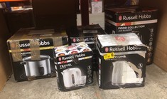 QUANTITY OF KITCHEN & APPLIANCES ITEMS TO INCLUDE RUSSELL HOBBS ELECTRIC 0.85L TRAVEL KETTLE, SMALL & COMPACT, DUAL VOLTAGE, IDEAL FOR ABROAD/CARAVAN/CAMPING, INC 2 CUPS & SPOONS, REMOVABLE WASHABLE