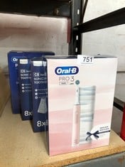 QUANTITY OF HEALTH & BEAUTY ITEMS TO INCLUDE ORAL-B PRO 3 ELECTRIC TOOTHBRUSHES ADULTS, 3 MODES WITH TEETH WHITENING, PINK: LOCATION - F