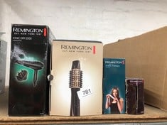 QUANTITY OF HEALTH & BEAUTY ITEMS TO INCLUDE REMINGTON HAIR DRYER IONIC (POWERFUL, FAST PROFESSIONAL STYLING, DIFFUSER, CONCENTRATOR, IONIC CONDITIONING FOR FRIZZ FREE HAIR, 3 HEAT / 2 SPEED SETTINGS