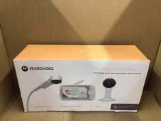 MOTOROLA NURSERY VM65X CONNECT - HALO VIDEO BABY MONITOR WITH CRIB HOLDER - 5 INCH PARENT UNIT AND WIFI APP - FLEXIBLE MAGNETIC CAMERA MOUNT, WHITE.: LOCATION - BACK WALL TABLES