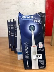 QUANTITY OF HEALTH & BEAUTY ITEMS TO INCLUDE ORAL-B PRO 3 ELECTRIC TOOTHBRUSH FOR ADULTS, 3 MODES, ORAL B ELECTRIC TOOTHBRUSH WITH PRESSURE SENSOR, 3000, WHITE: LOCATION - BACK WALL TABLES