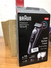 QUANTITY OF HEALTH & BEAUTY ITEMS TO INCLUDE BRAUN BEARD TRIMMER SERIES 9 BT9441, TRIMMER WITH BARBER TOOLS AND 180-MIN RUNTIME, RATED WHICH BEST BUY: LOCATION - BACK WALL TABLES