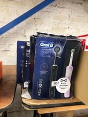 QUANTITY OF HEALTH & BEAUTY ITEMS TO INCLUDE ORAL-B VITALITY PRO ELECTRIC TOOTHBRUSHES ADULTS, 3 BRUSHING MODES INCLUDING SENSITIVE PLUS, BLUE: LOCATION - FRONT FLOOR TABLES