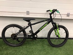 BTWIN RACING BOY 500 BLACK AND GREEN KIDS MOUNTAIN BIKE 19" WHEELS 11" FRAME SHIMANO GRIP SHIFT GEARS : LOCATION - BIKE RACKS(COLLECTION OR OPTIONAL DELIVERY AVAILABLE)