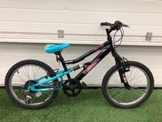 APOLLO CHARM DUAL SUSPENSION KIDS MOUNTAIN BIKE 13" FRAME 24" WHEELS 18 SPEED SHIMANO REVO SHIFT GEARS: LOCATION - BIKE RACKS(COLLECTION OR OPTIONAL DELIVERY AVAILABLE)