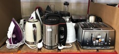 QUANTITY OF ASSORTED ITEMS TO INCLUDE RUSSELL HOBBS SILVER 4 SLICE TOASTER: LOCATION - LEFT RACK(COLLECTION OR OPTIONAL DELIVERY AVAILABLE)