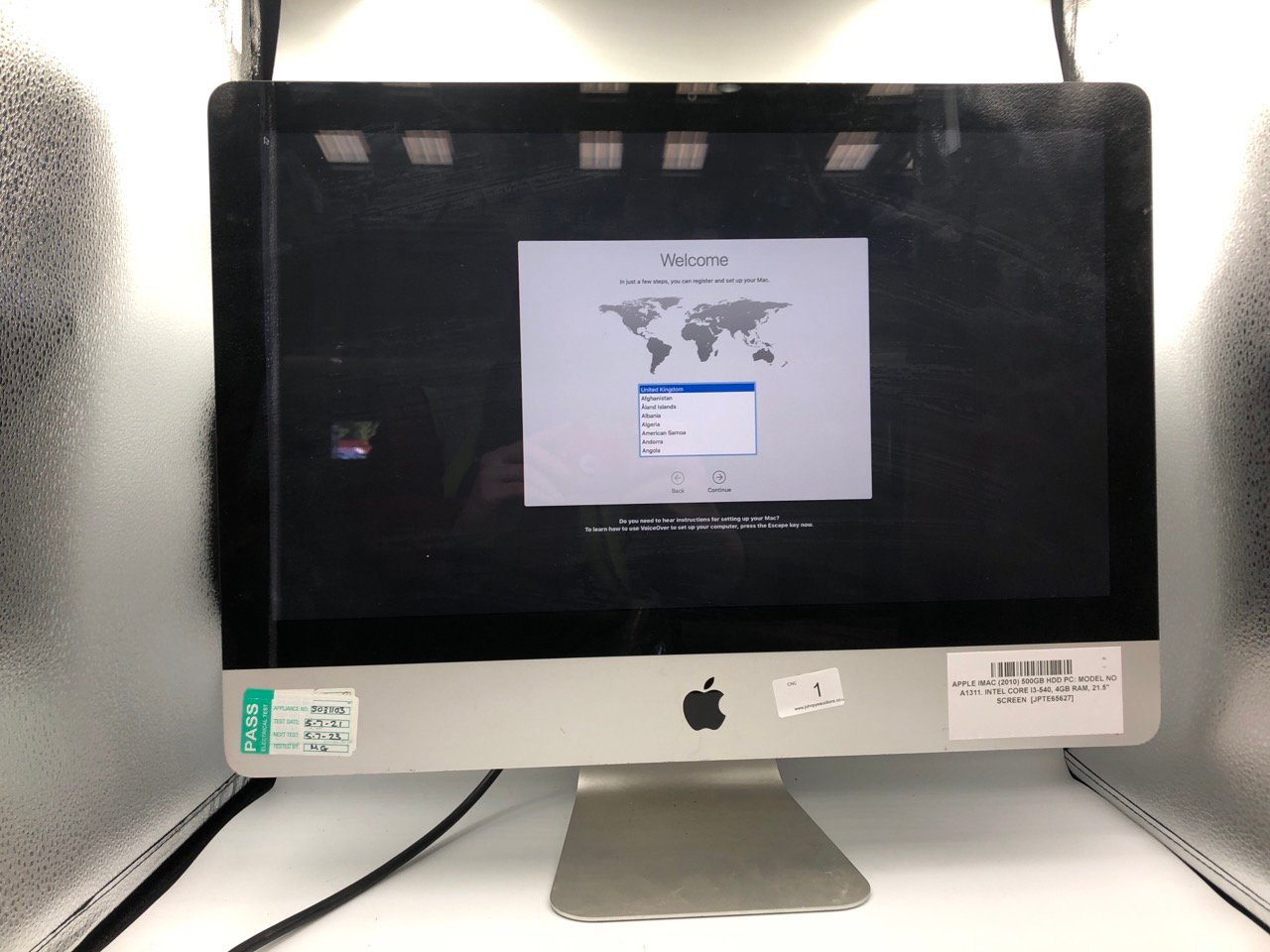 APPLE IMAC 2010 500GB HDD PC MODEL A1311 INTEL CORE 13-540 4GB RAM 21.5" SCREEN - COLLECTION ONLY - LOCATION BACK WALL