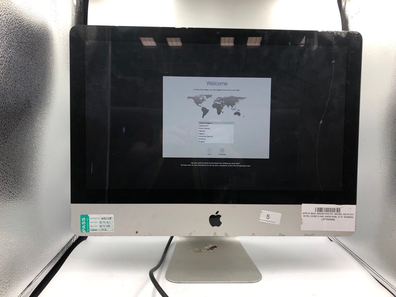 APPLE IMAC  500GB HDD PC MODEL A1311 INTEL CORE I3-540 64GB RAM 21.5" SCREEN - COLLECTION ONLY - LOCATION BACK WALL