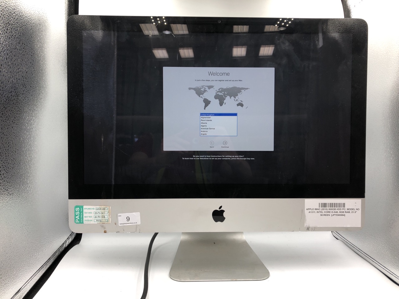 APPLE IMAC 2010 500GB HDD PC MODEL A1311 INTEL CORE I3-540 8GB RAM 21.5" SCREEN - COLLECTION ONLY - LOCATION BACK WALL