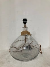 NKUKU BABA GLASS LAMP - EU - CLEAR GLASS - LARGE WIDE 42 X 31CM DIAMETER (BL5401) RRP- £160