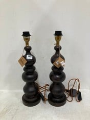 2 X NKUKU MANUA WOOD TABLE LAMP - DARK STAIN - LARGE (ML0601) TOTAL RRP- £300