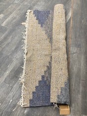 NKUKU JUANITA RECYCLED WOOL & COTTON RUG - NATURAL & DARK BLUE 150X240CM (JR0201) RRP- £250