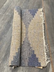 NKUKU JUANITA RECYCLED WOOL & COTTON RUG - NATURAL & DARK BLUE 120X180CM (JR0101) RRP- £250