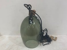 NKUKU OTORO GLASS PENDANT - GREEN SMOKE - SMALL OVAL (OP2701) RRP- £150