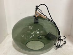 NKUKU OTORO GLASS PENDANT - GREEN SMOKE - LARGE ROUND (OP2601) RRP- £250