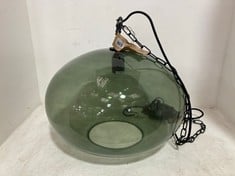 NKUKU OTORO GLASS PENDANT - GREEN SMOKE - LARGE ROUND (OP2601) RRP- £250