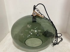 NKUKU OTORO GLASS PENDANT - GREEN SMOKE - LARGE ROUND (OP2601) RRP- £250