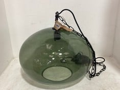 NKUKU OTORO GLASS PENDANT - GREEN SMOKE - LARGE ROUND (OP2601) RRP- £250