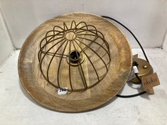 NKUKU CHAKAI WOOD & METAL PENDANT - NATURAL - LARGE (CP0501) RRP- £225