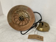 2 X NKUKU CHAKAI WOOD & METAL PENDANT - NATURAL - SMALL (CP0401) TOTAL RRP- £300