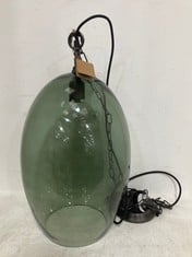 NKUKU OTORO GLASS PENDANT - GREEN SMOKE - LARGE OVAL (OP2801) RRP- £250