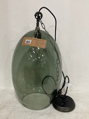 NKUKU OTORO GLASS PENDANT - GREEN SMOKE - LARGE OVAL (OP2801) RRP- £250