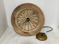 NKUKU CHAKAI WOOD & METAL PENDANT - NATURAL - LARGE (CP0501) RRP- £225