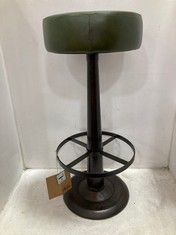 NKUKU NARWANA LEATHER ROUND STOOL IN RICH GREEN - MODEL NO. NS2601 - RRP £250