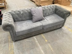 CHESTERFIELD 3 SEATER SOFA IN DARK GREY FABRIC