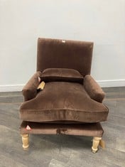 NKUKU NALLA MOCHA VELVET ARMCHAIR (AC1701) RRP- £1,150 (BROKEN LEG)