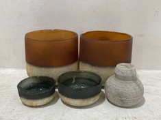 4 X ASSORTED NKUKU ITEMS TO INCLUDE NGOLO TEALIGHT HOLDER AMBER - MEDIUM (NL4001)