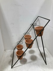 2 X NKUKU JARA TERRACOTTA PLANTER STAND - TERRACOTTA & IRON - 65X40X45CM (JP0701) TOTAL RRP- £190