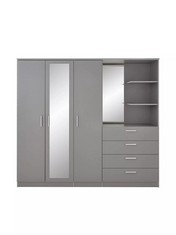 PANAMA 3 DOOR 4 DRAWER WARDROBE GREY BOXES 1-5 (KERBSIDE PALLET DELIVERY)