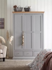 HANNA 3 DOOR 3 DRAWER WARDROBE GREY/OAK BOXES 1-3 RRP- £299 (KERBSIDE PALLET DELIVERY)