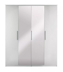 PRAGUE 4 DOOR WARDROBE WHITE GLOSS BOXES 1-5 (KERBSIDE PALLET DELIVERY)