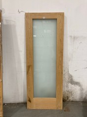 OAK VENEER INTERIOR DOOR WITH OBSECURED GLAZED PANEL 1981X838X35MM (KERBSIDE PALLET DELIVERY)