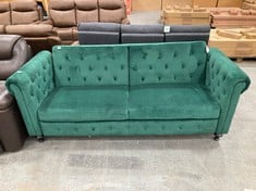 TORONTO 3 SEATER CHESTERFIELD STYLE VELVET SOFA BED IN GREEN RRP- £542.99