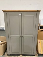 ST IVES NATURAL OAK AND LIGHT GREY PAINTED DOUBLE WARDROBE