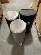 3 X ASSORTED WASTE BINS TO INCLUDE MODA 42L TOUCH BIN BLACK